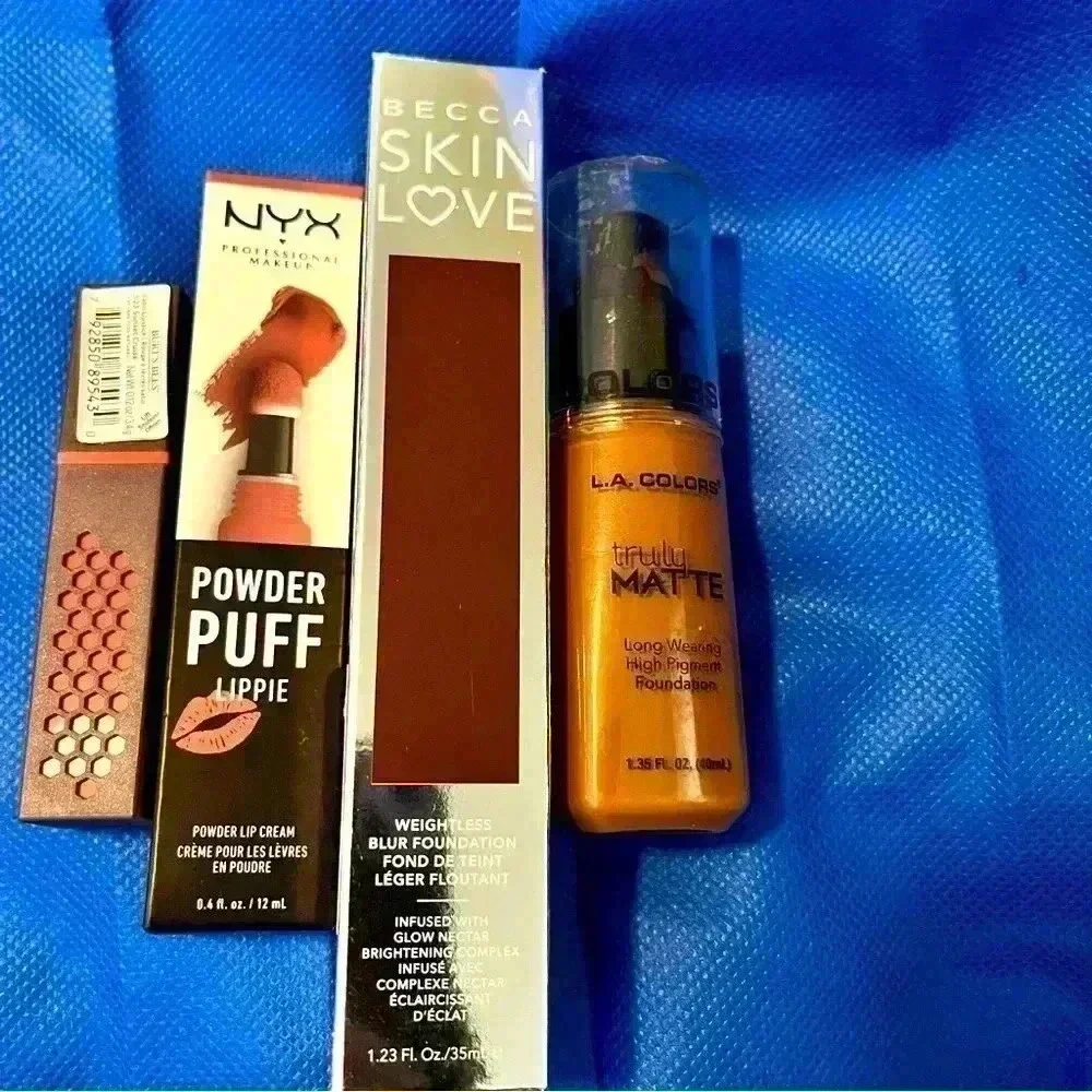 🆕 Burt’s Bees Lipstick, NYX Lip Cream, Becca Foundation, LA Colors Makeup Set